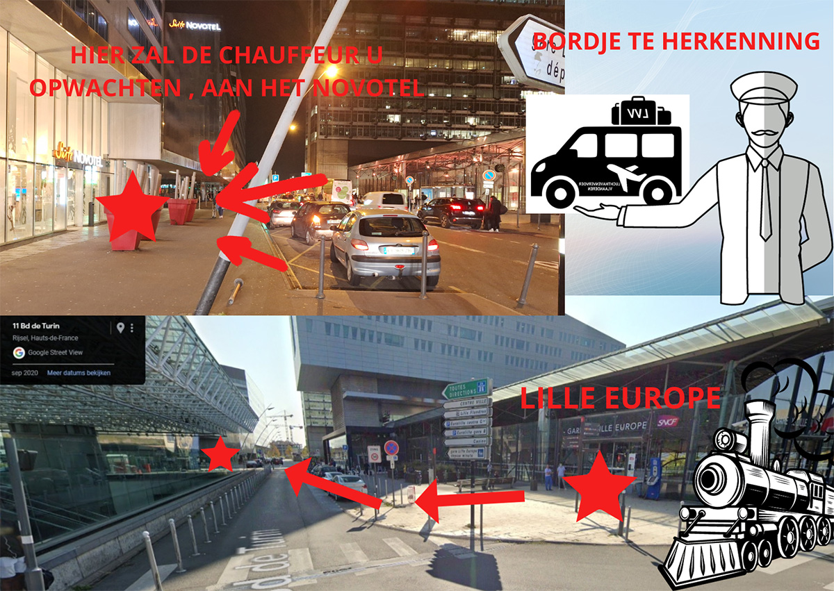 Luchthavenvervoer Vantom Lille Europe Pick-up